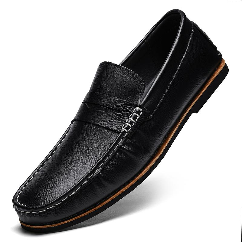 Fashion Trendy Fashion Outdoor Lazy Loafers Genuine Leather Men's Shoes 2025 New Summer New Driving Flat Casual Style Men's Dress Shoes