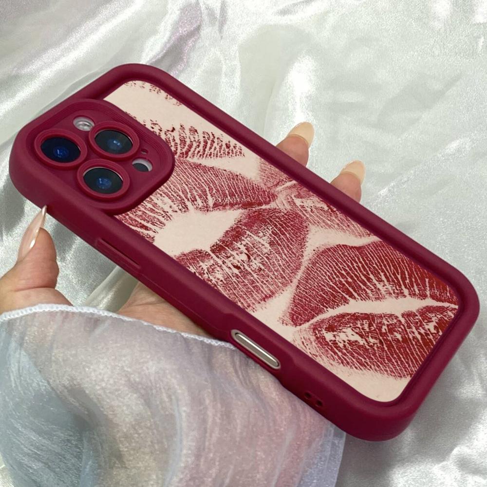 JT434 Pretty Red Lips for iPhone 17 16 15 14 Pro Max Samsung S26 S25 Ultra A17 A07 A56 A16 A06 A13 A14 Xiaomi 15T Redmi 15c Note 14 13 12 11 Soft Case