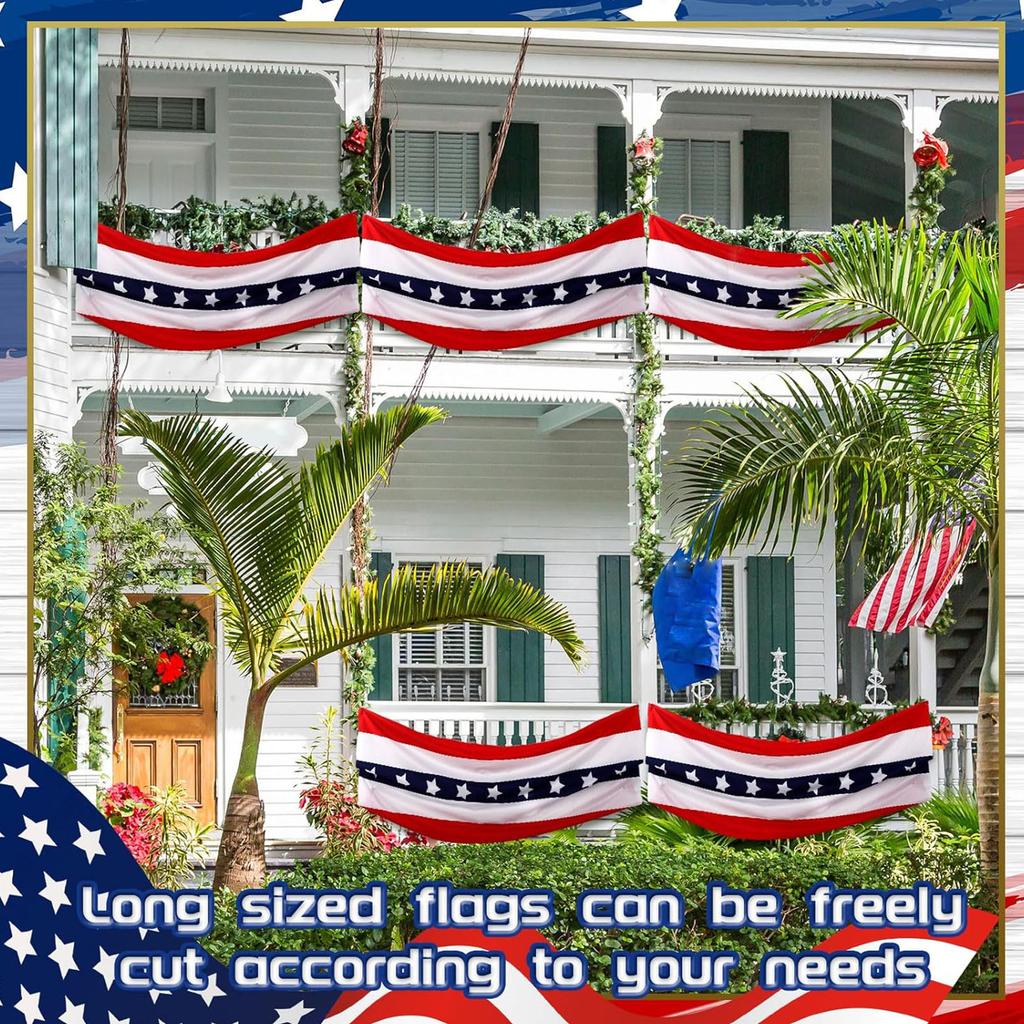 2 X 20 Ft 4th of July & Independence Day Decor Wear Resist Oversized Patriotic Bunting Flags for Outdoor Porch Garden Decoration