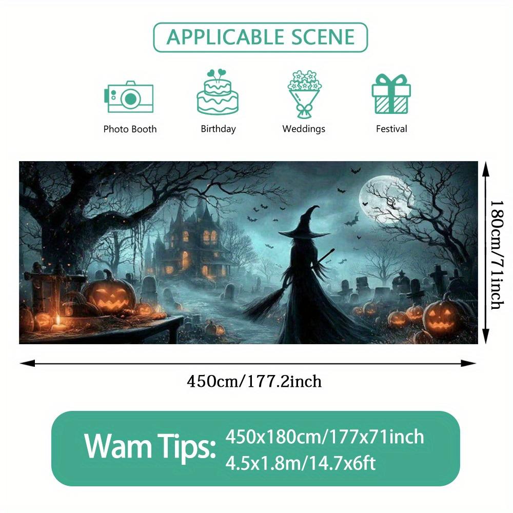 2D banner 1 piece set. Two-dimensional flat Halloween night scene banner, made of durable polyester.