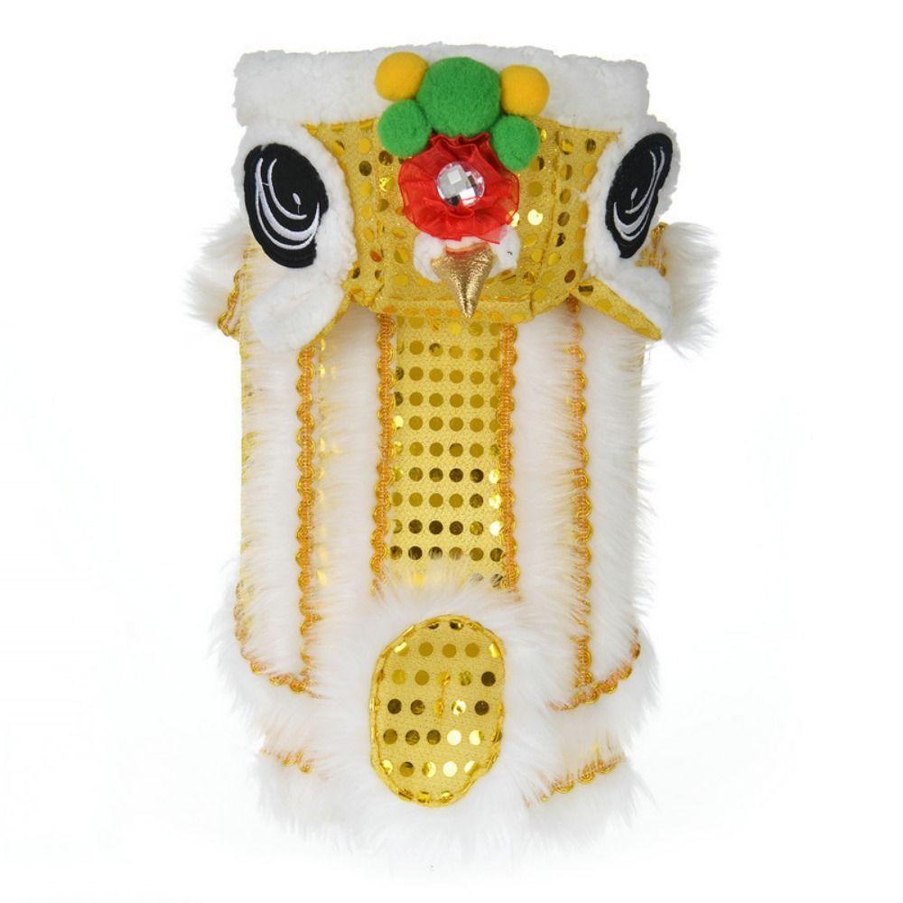 

Фестиваль Льва Новый год Праздник Весны Толстовки для питомцев Одежда для собак Костюм танца льва Пальто Куртки для собак XL золотой