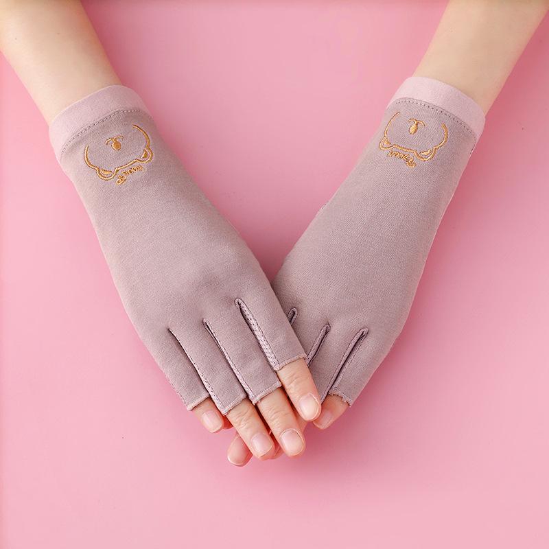 

Women s Summer Half-Finger UV Protection Gloves - Breathable, Non-Slip, Thin Cotton for Driving & Cycling, Ideal for Nail Art. One Size