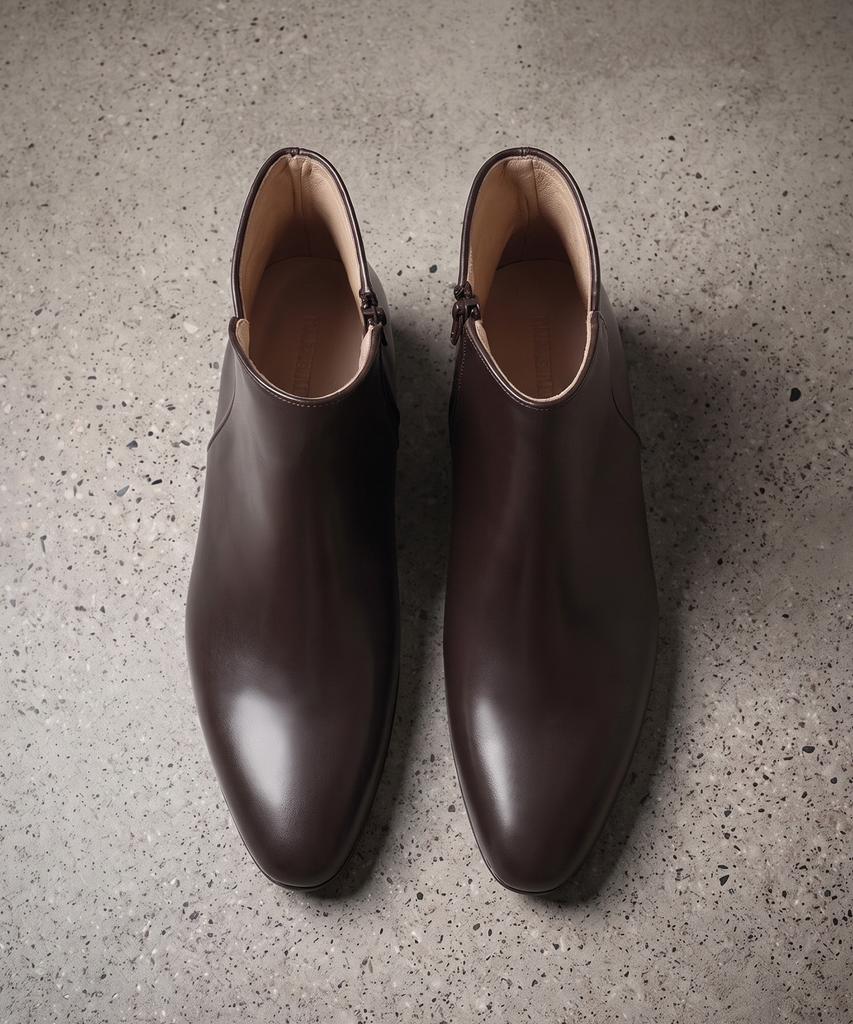 Firenze Atelier 4.7Cm Castarsole Minimal Zipper Ankle Boots 3335 [Brown Fg]