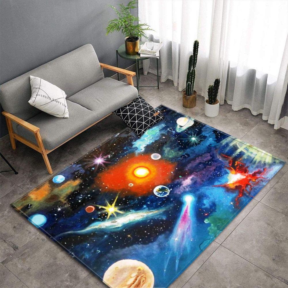 Colorful Galaxy Planet Large Carpet Feather Wind Bedroom Floor Mat