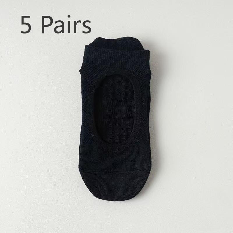 5 Pairs Cotton Silicone Non-slip Yoga Socks Boneless One-piece Mechanism Backless Mesh Short Socks Indoor Anti-odour Sports Socks