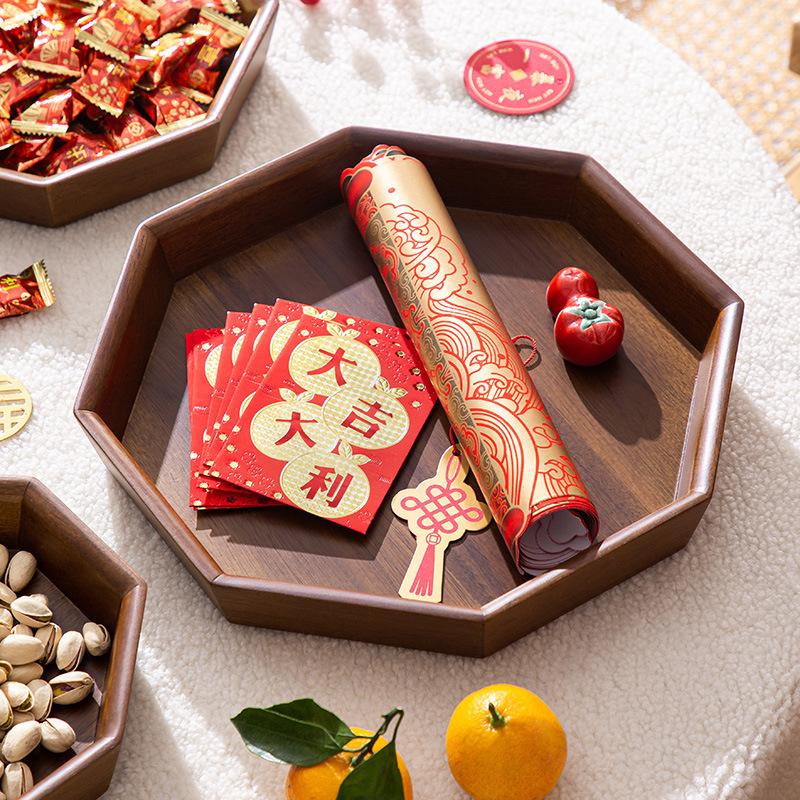 Solid wood star anise dried fruit box household light luxury nut tray snack candy place storage box pendulum