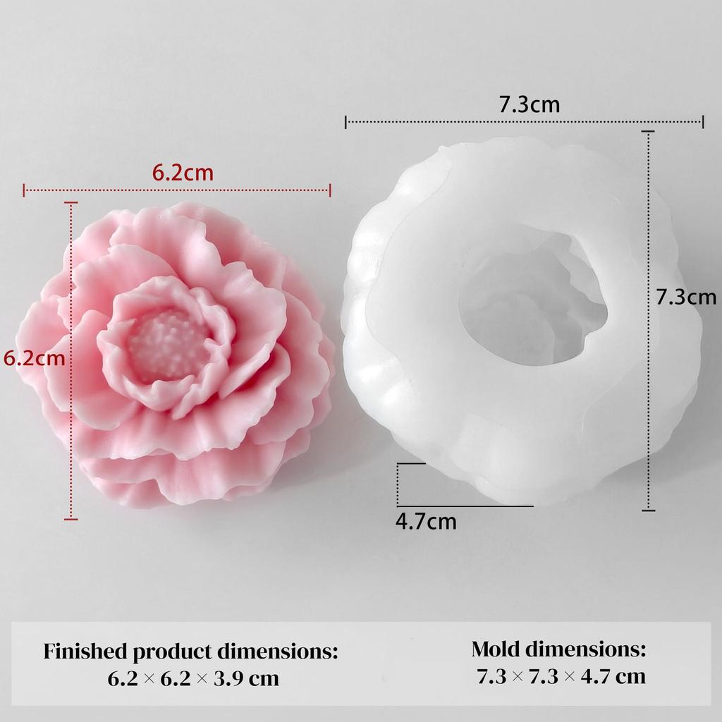 DIY Flower Crystal Resin Silicone Mold Peony Aroma Candle Mold 3D Rose Flower Mousse Cake Chocolate Mold Home Bedroom Decor