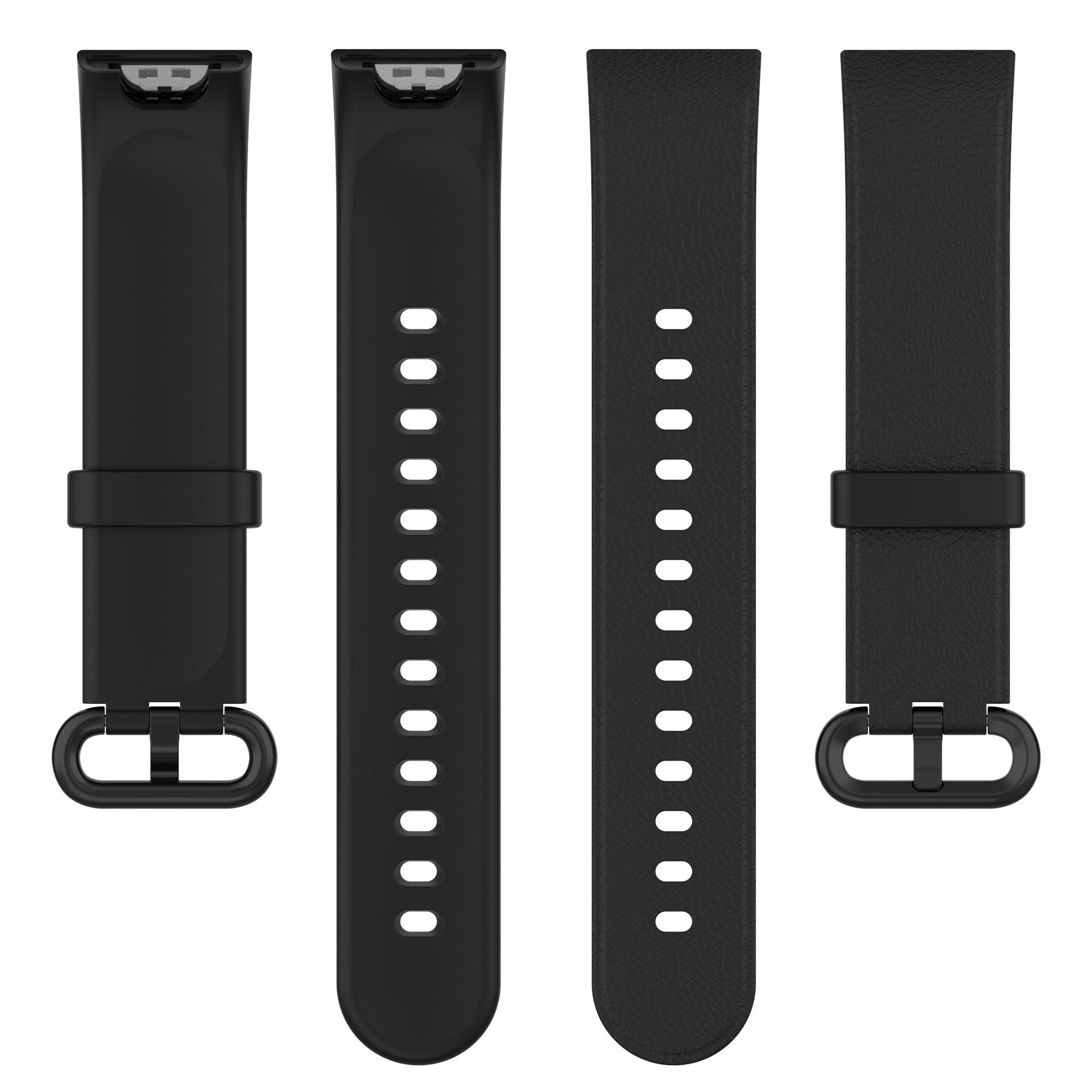 

For Xiaomi Redmi Watch Soft Silicone Watch Band Litchi Texture Replacement Wristband Strap Accessories Black