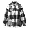 Damen Karojacke mit Taschen Knopfleiste Wintermantel für Freizeit und Alltag