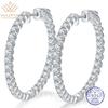 WUIHA 925 Sterling Silver Real GRA Moissanite Diamonds Wedding Engagement 30 MM Hoops Earrings Anniversary Gift Fine Jewelry