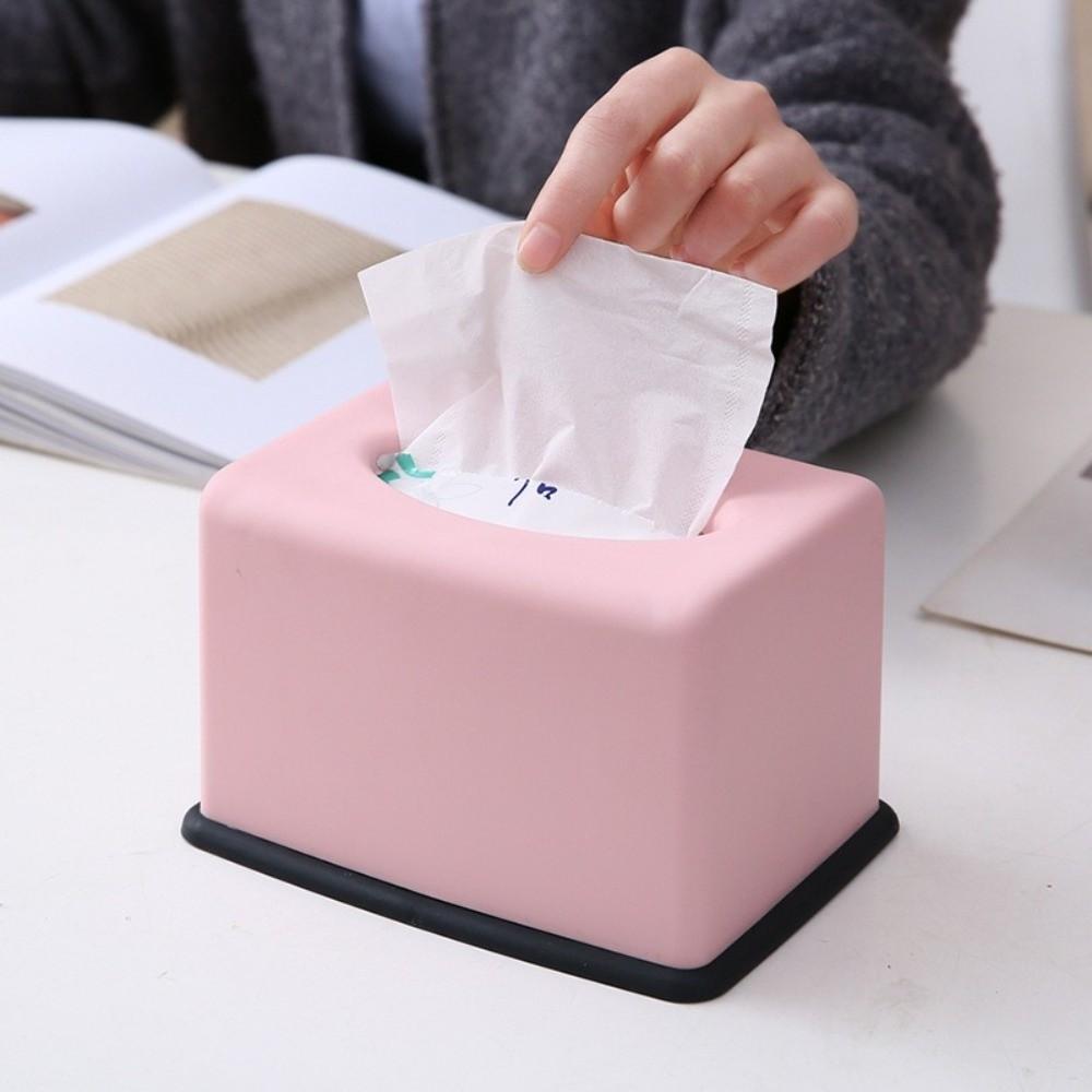 Plastic Tissue Box Solid Color Napkin Holder Simplicity Design Paper Towel Box Household Use