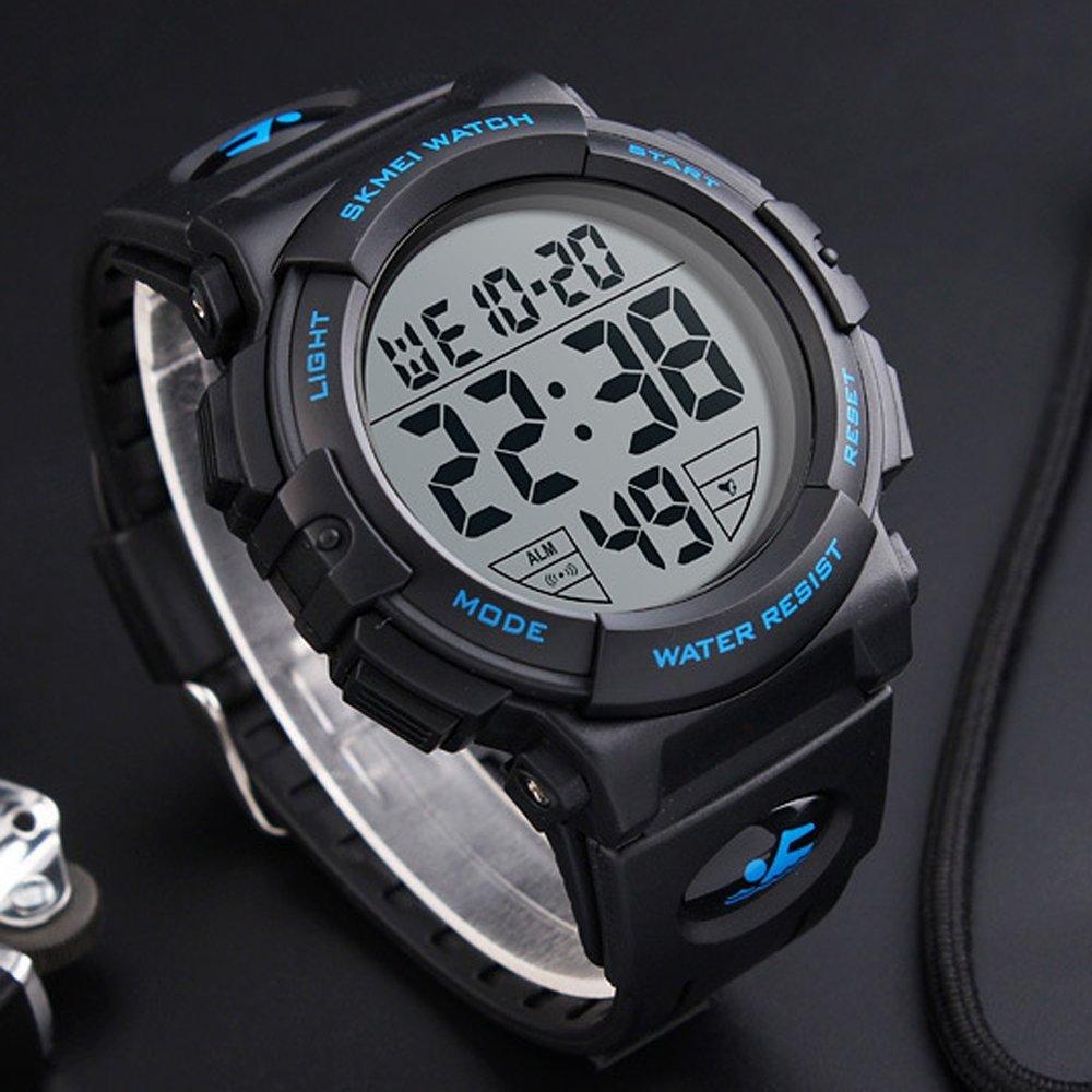 Timever Digital LED Sports Watch Waterproof Men's Large Screen Display Alarm