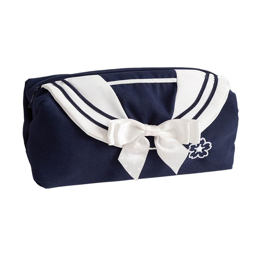 

Portable Pencil Case JK Bowknot Pen Pouch Multi-functional Stationery Storage Bag School Supplies темно-синього кольору