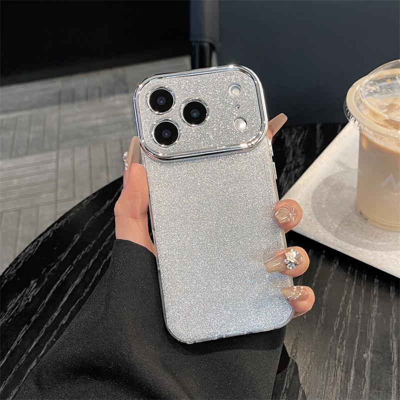 Silver Glitter Double-Layer Phone Case for Apple 17 Pro Max, 16 Pro, 15 Pro, 14 Pro, 13