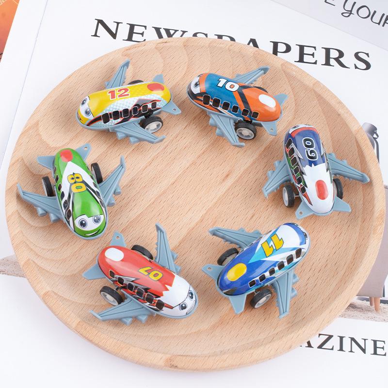

Mini Pull-Back Cartoon Airplane Toy - Metal Tinplate Gliding Model for Kids