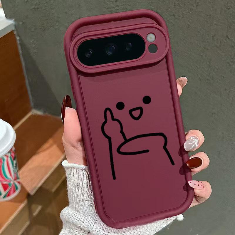 Google Pixel 8/8A/9Pro/7 Stoßfeste Weiche Handyhülle mit Stinkefinger-Design