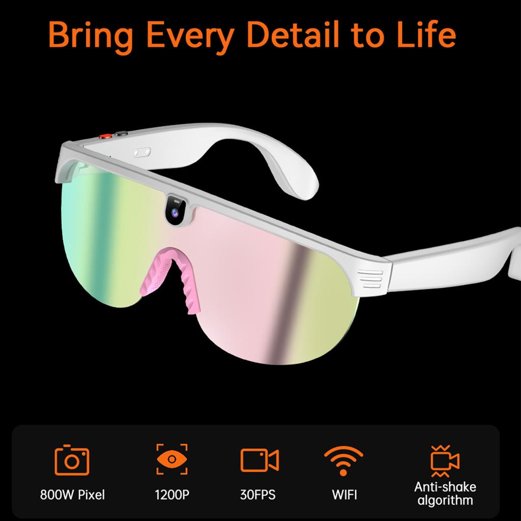 Wireless BT Sunglasses Object Recognition Anti-Glare Protection Goggles AI Photography Sports Glasses for Hiking Camping