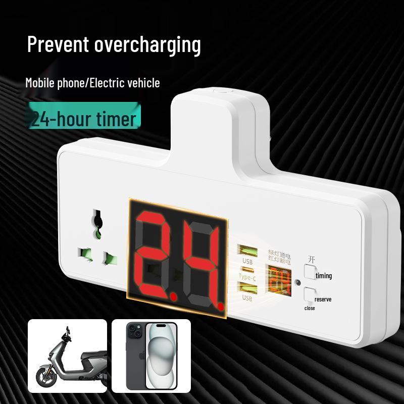 International Smart Timer Socket with Overcharge Protection (Hong Kong, Israel, South Korea, Russia, Europe, Australia Compatible).