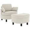 Armchair Lounge Chair with Storage Stool, Cushion Cream White