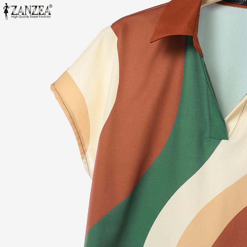 ZANZEA Women Print Blouse and Pants Summer Two Piece Suit Sets