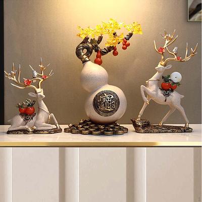 2Pcs Reindeer Statues Decorative Collection Elk Couple Sculpture Deer Figurine for Home Dining Room