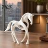 Artistic Horse Figurine 3D Printed Abstract Statue, Minimalist Hollow White for Shape Decor Desk Decor, Animal Ornament Home Living Room