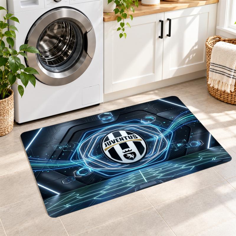 Flannel Kitchen Mat Juventus FC Soft Area Rug Non Slip Floor Carpet Home Decoration