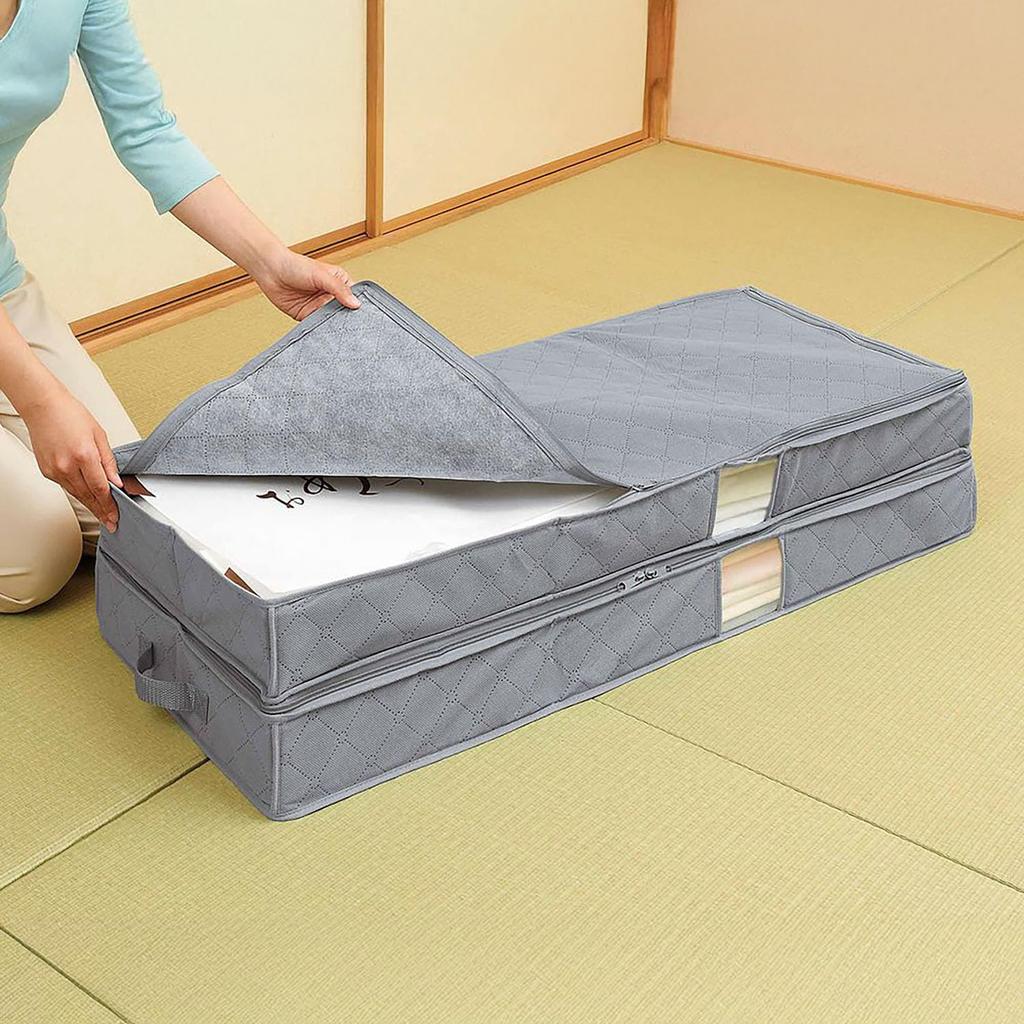 Cogit Stapelbare zweistöckige Aufbewahrungsbox für Kimonos und japanisches Zubehör, mit Bambuskohle und einem Sichtfenster