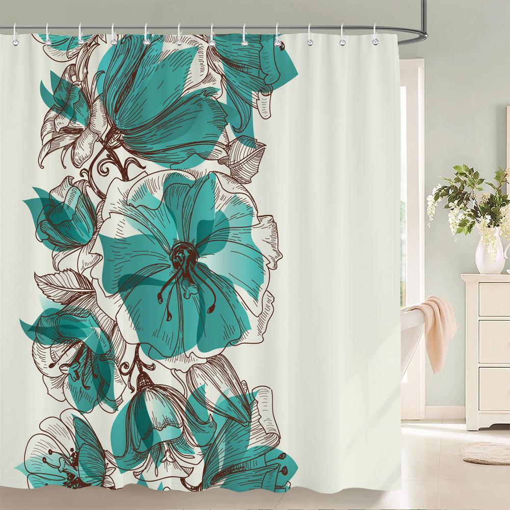 Polyester Fiber Bath Curtain 3d Printed Shower Curtain with 12 Hooks for Home Bathroom Decor Bath Screen Shower Curtains