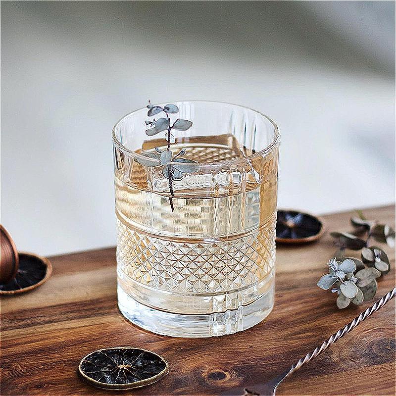 10.8oz/11.7oz Whiskey Glass Classic Diamond Carved Wine Glass Water Bottle Nordic Style Cocktail Glass Suitable for Gift Giving