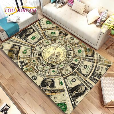 3D Illusion Dollar Euro Pengamönster Områdesmatta, Matta för Hem Vardagsrum Sovrum Soffa Dörrmatta Dekor, Halkfri Golvmatta för barn