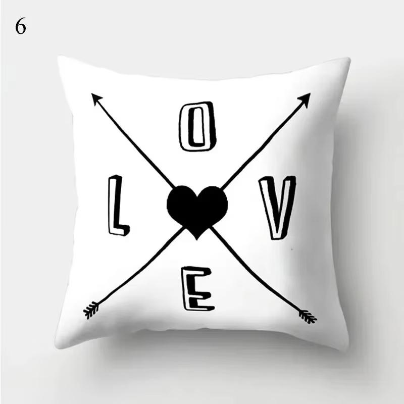 

Black White Geometric Pillow Case Modern Decorative Cushion Cover for Multiple Spaces Perfect for Bedroom Sofa Car Office 45cmx45cm