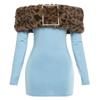Abito da donna autunno e inverno stile europeo e americano nuovo temperamento elegante giacca con colletto in pelliccia patchwork spalla a una parola manica lunga aderente ai fianchi