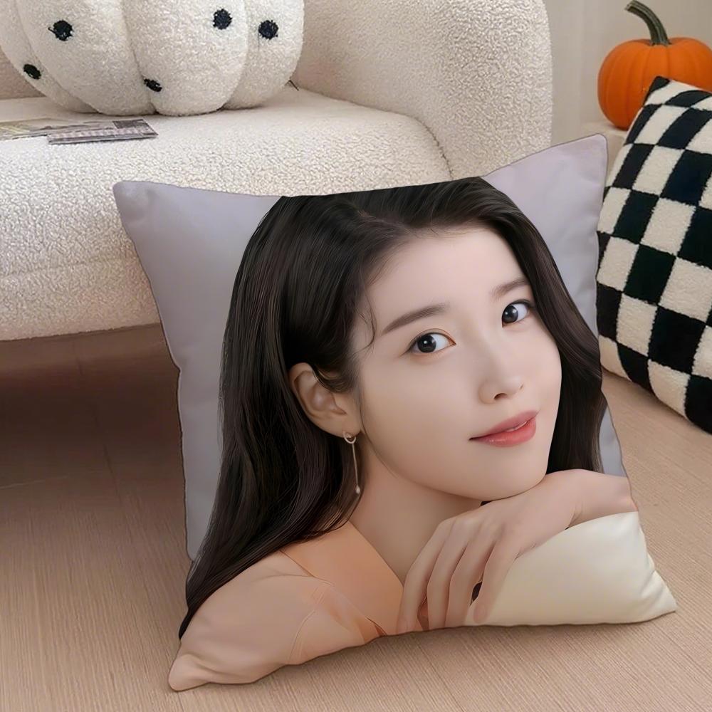 Sweet Korean Singer Beautiful Actress IIU Cushion Cover Throw Pillow Cover Hidden Button Durable Polyester Chair Cushion