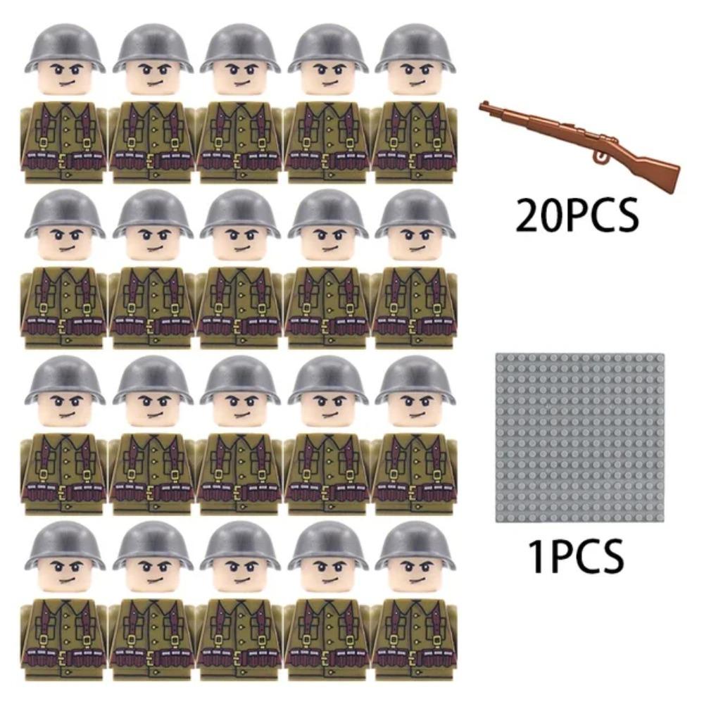 Kinderbausteine Chinesisches Spielzeug Neuer WW2 Soldat Militär Armee Mini-Puppen Nationales Bündnis Offizier Gewehrriemen Spielzeug Großhandel