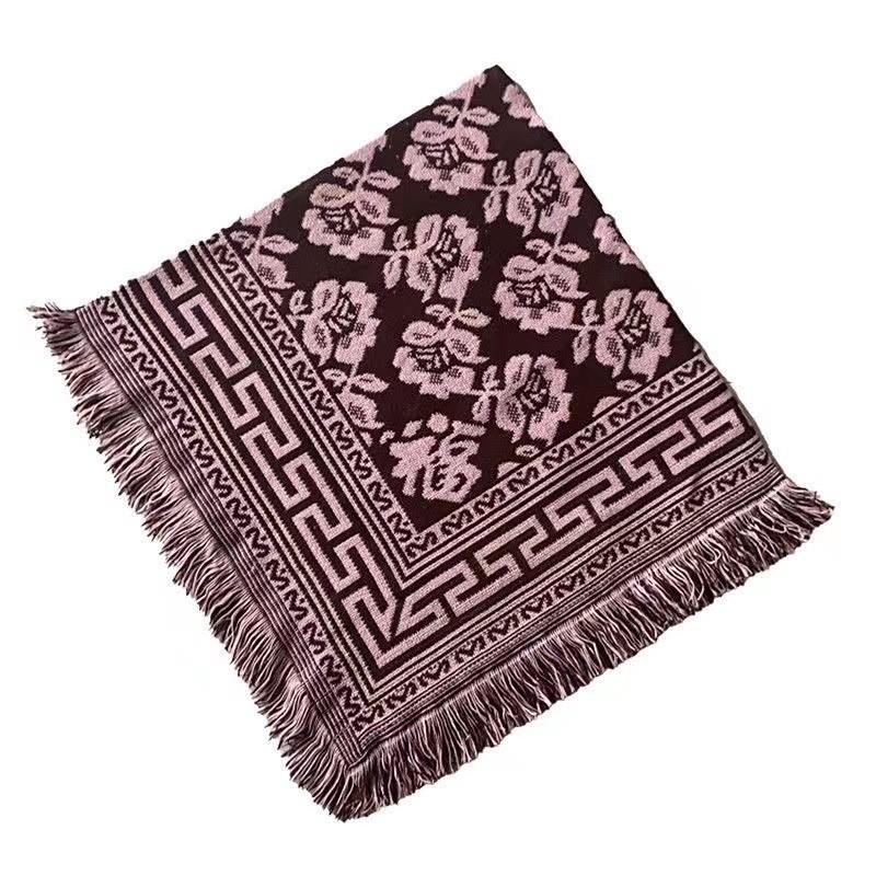 Ethnisch Stil Damen Quadratisches Tuch Mit Blumenmuster Warmes Winteraccessoire Für Damen Mittleren Alters