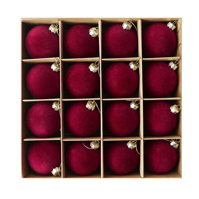 

6cm/8cm Flocked Christmas Ball Ornament Set - Festive Tree Decorations