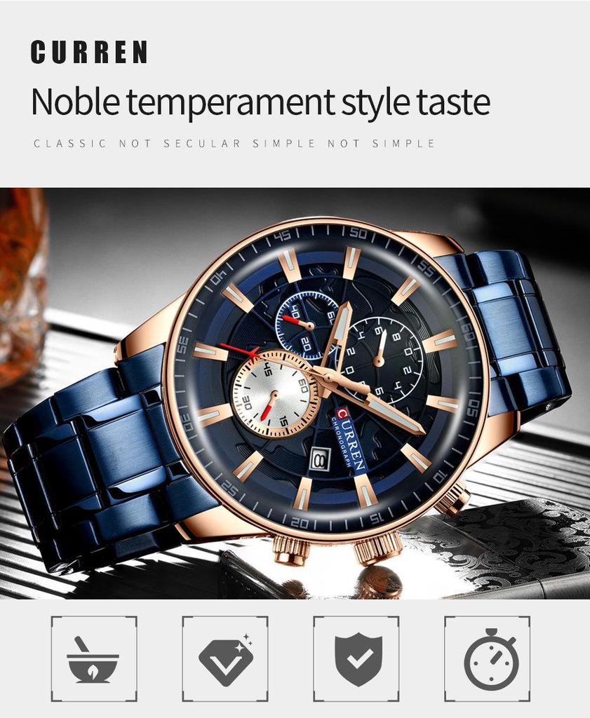 CURREN 8362 Men's Waterproof Six-Hand Business Calendar Watch