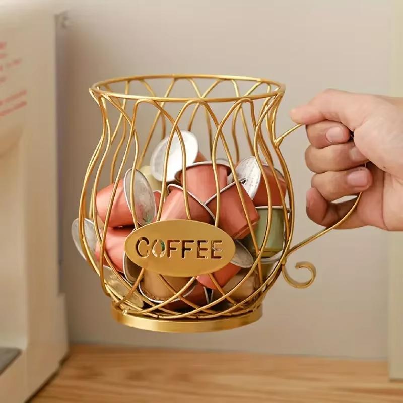 Metal Coffee Capsule Holder Display Rack Coffee Pod Organizer Coffee Shop Bar Display Large Capacity Kitchen Storage Accessories