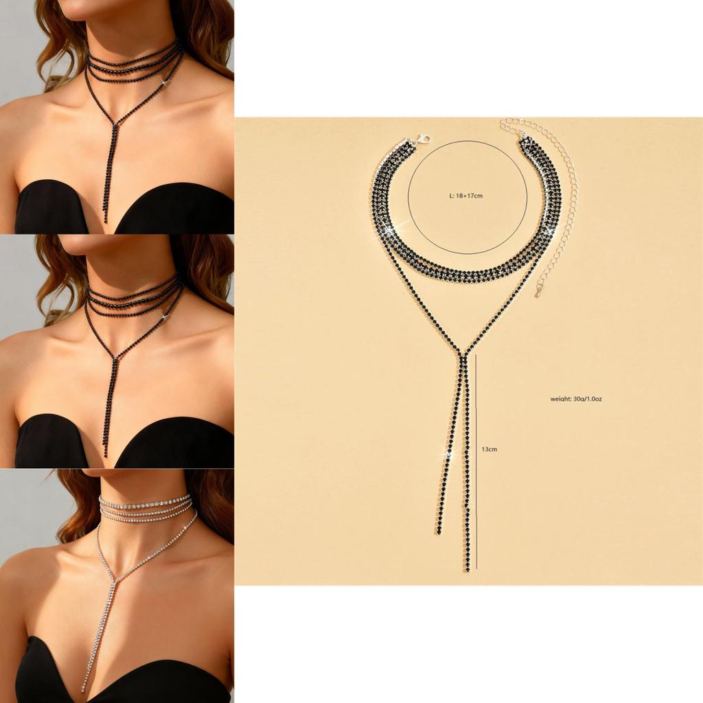 Lyxigt Långt Kedjehalsband För Kvinnor Med Kubisk Zirkonia Och Geometrisk Stil För Trendigt Halsband