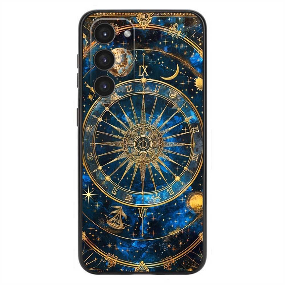 Suns Moons Clouds Astrological Phone Case For Samsung Galaxy A20,21s,22,31,32,52,53,72,73,80,91 Soft Liquid Silicone Black Cover