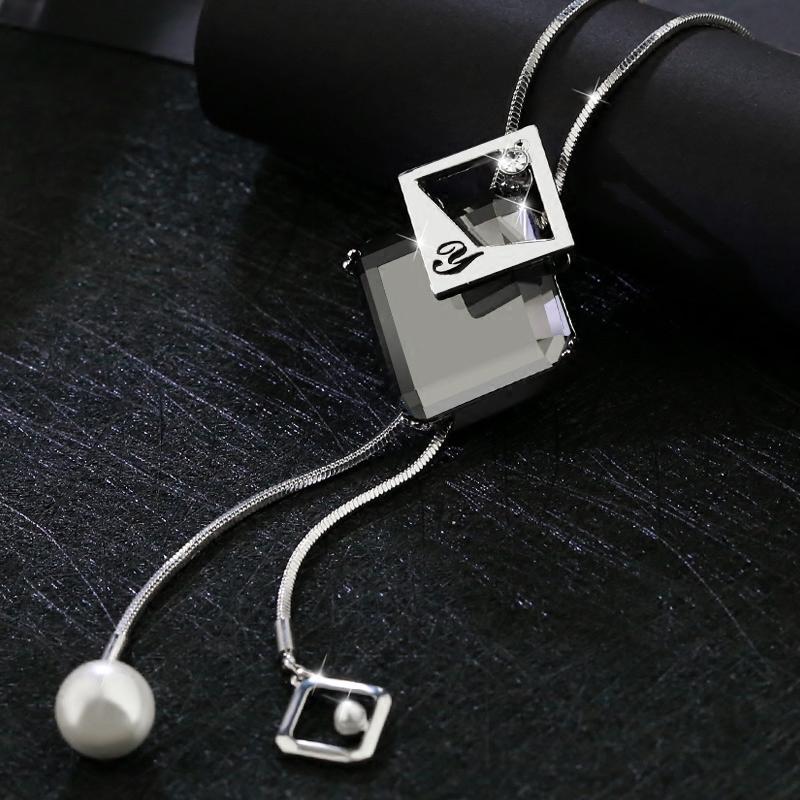 Kryształowe geometryczne naszyjniki i wisiorki dla kobiet Collier Femme Modne długie naszyjniki statement Akcesoria Łańcuszek do swetra Biżuteria