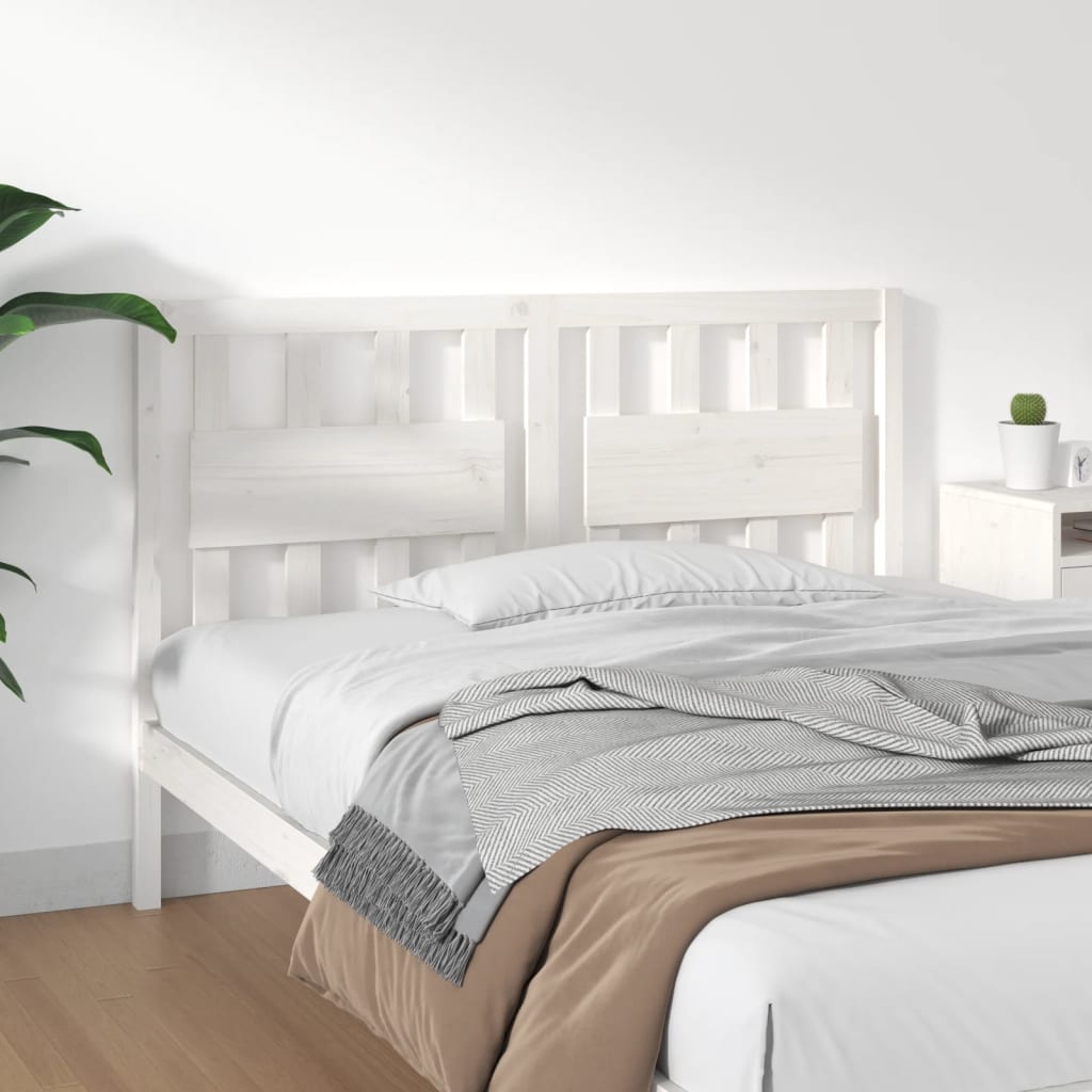 Headboard White 145.5 X 4 X 100 Cm Solid Pine Wood