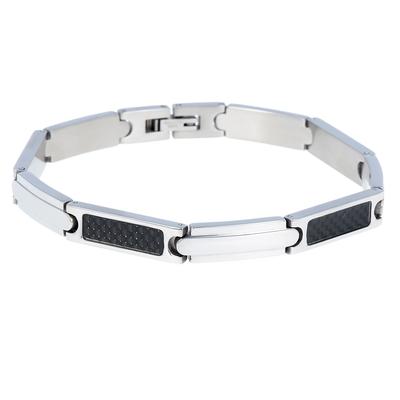 [R7442] – Herrenarmband „Peaceful“ Stahl/Carbon – 21 cm 7 mm