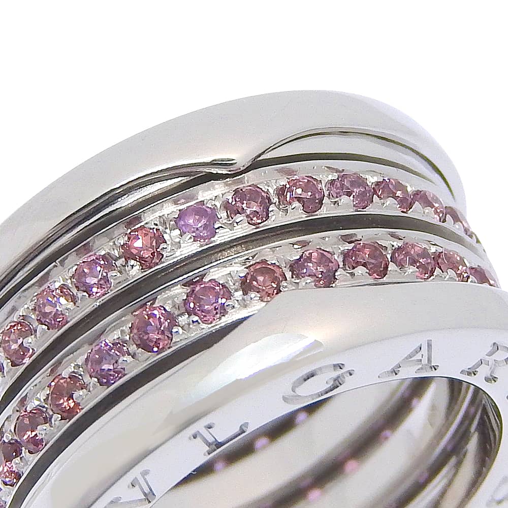 BVLGARI B-Zero1 Ring Be zero one 4 bands pink K18 white gold/garnet #3.9(US Size) 12.6g Women Used