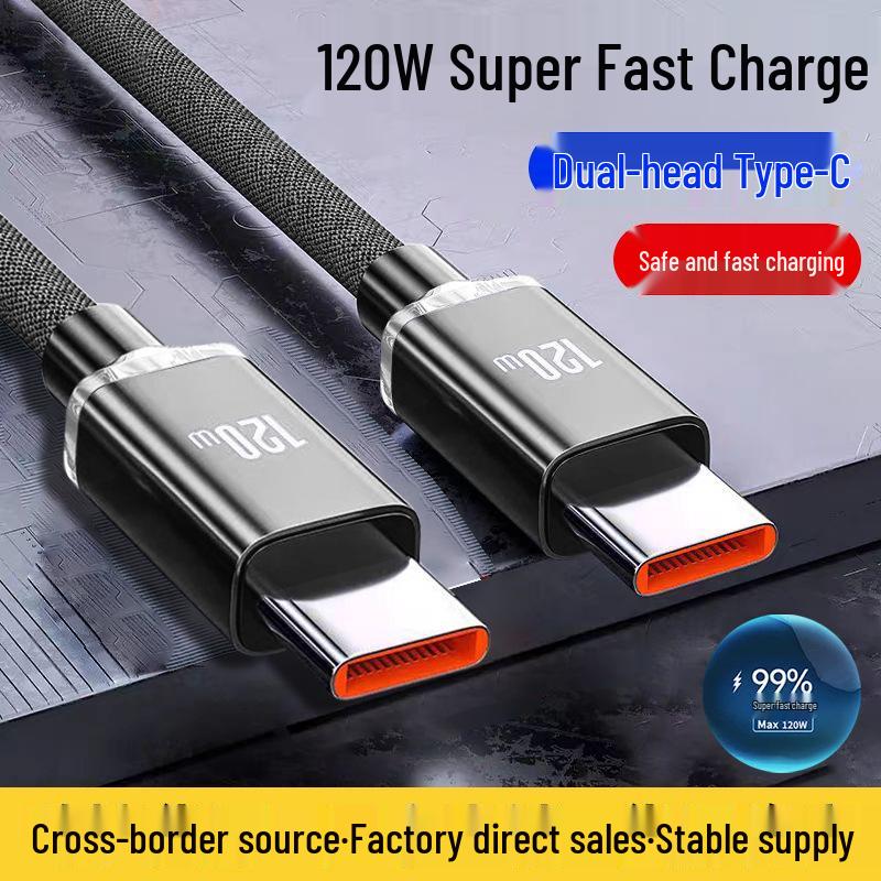 Jingyao 120W Dual Type-C Fast Charging Cable for Apple 15 & Huawei Honor 6A Flash Charging