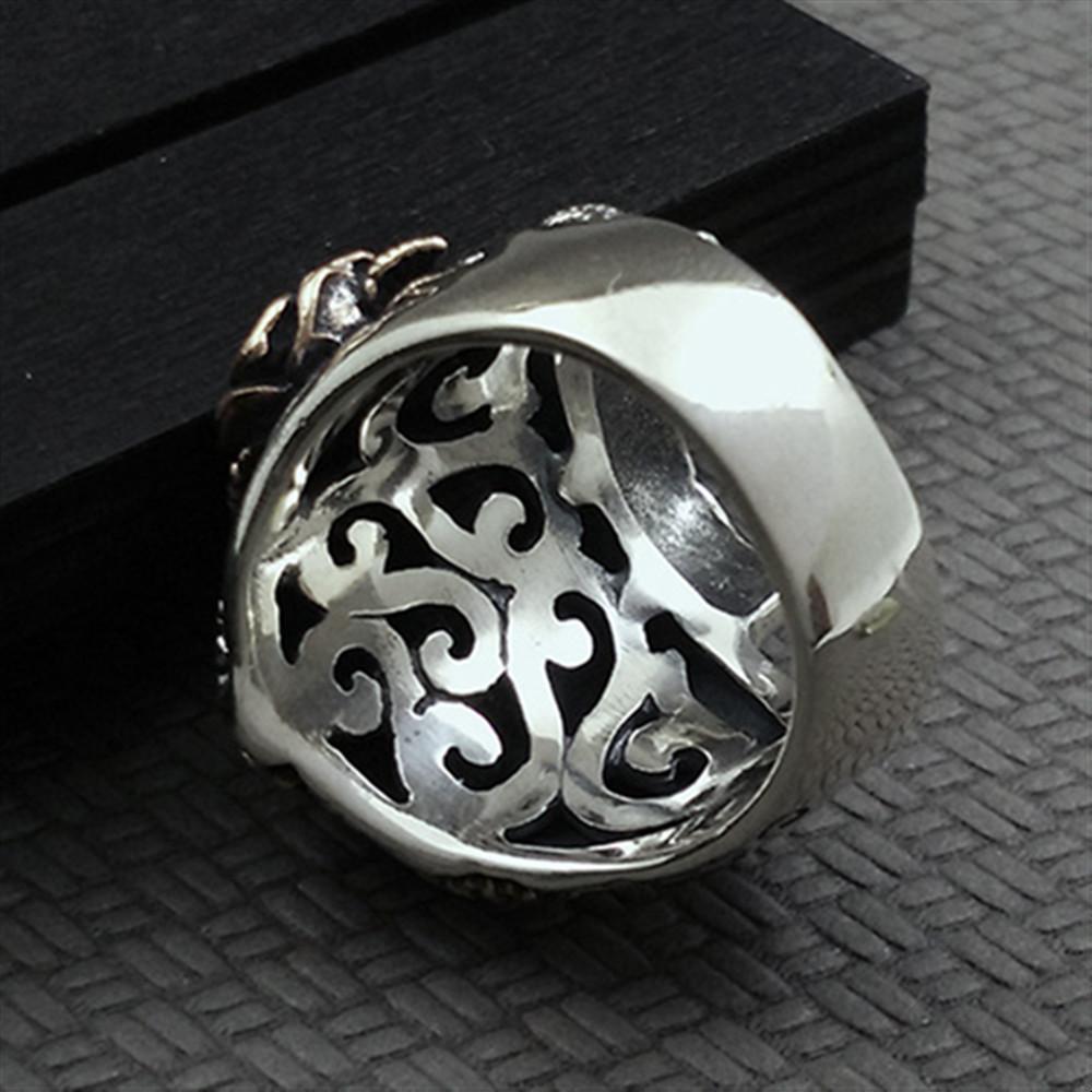 Anel de Moda Punk Caveira Dupla Face Retrô Anel Dominador Masculino