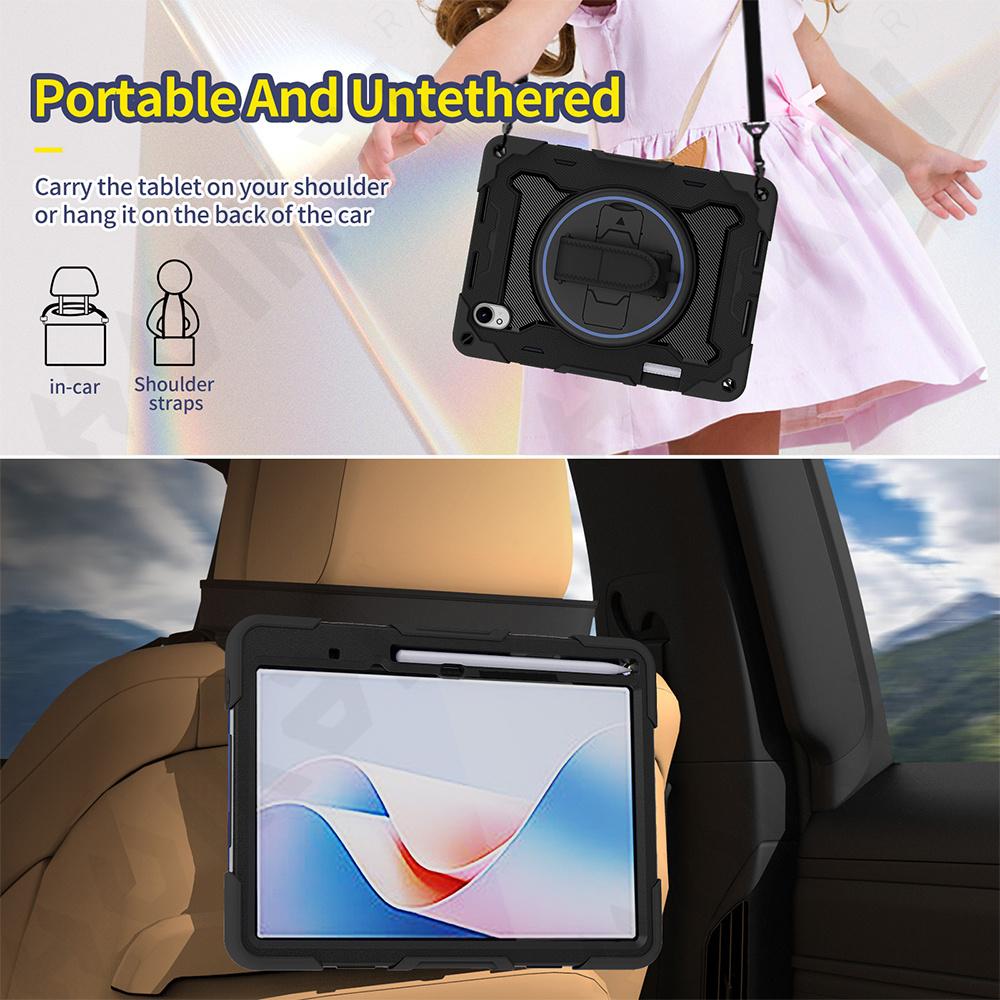 Case For Huawei MatePad 11.5 2026 2025 Tablet Heavy Duty Shockproof Protective Rotating Stand Hand Strap and Pen Holder Black