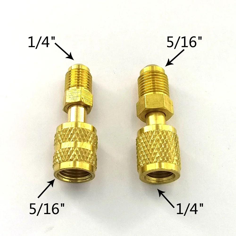 

Brass Adapter 5/16 SAE F Quick Couplers To 1/4 SAE M Flare 5/16 SAE M To 1/4 SAE For R410 R32 R22 Air Conditioning Adapter