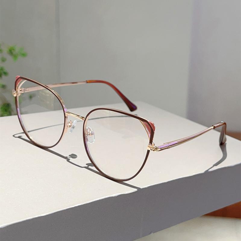 

Vintage Cat Eye Glasses Women Fashion Hollowed Rim Decorative Eyeglasses New Trendy Blue Light Blocking Optical Frames